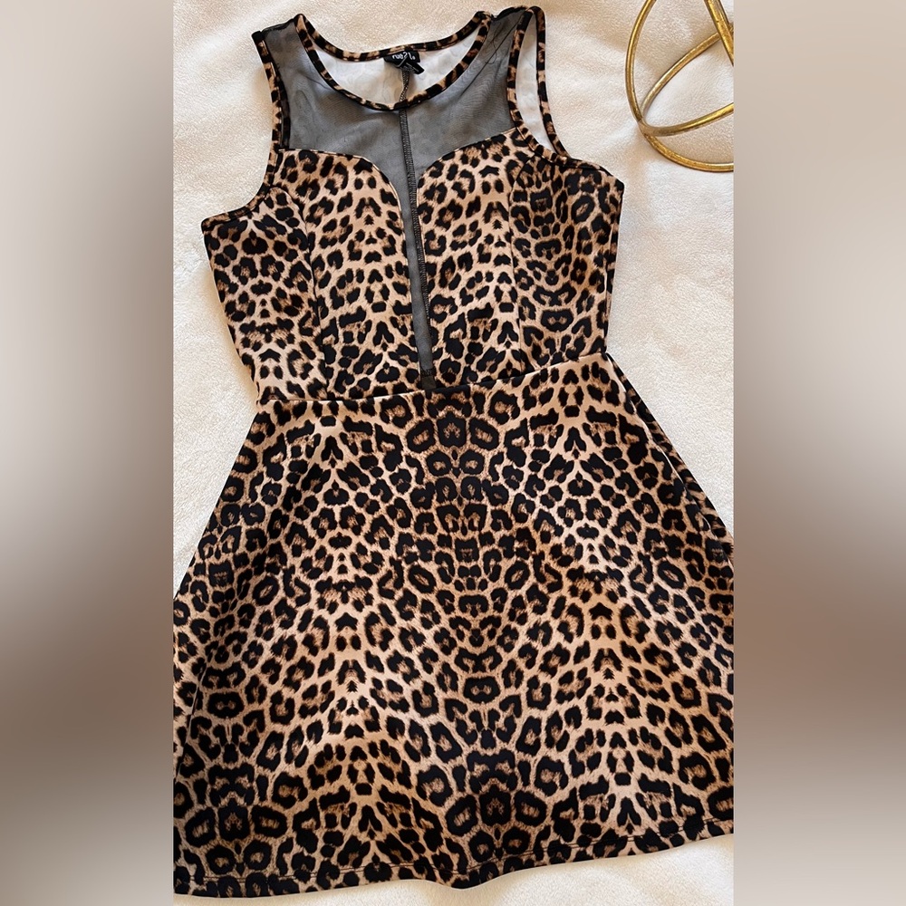 Cheetah mesh skater dress